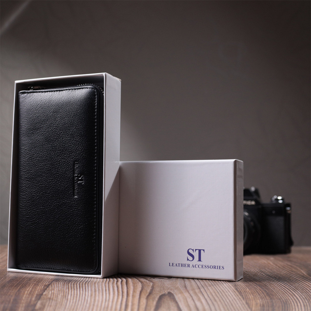 Красивый клатч унисекс на одно отделение из натуральной кожи ST Leather 22697 Черный Киев - изображение 1