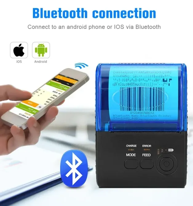 Чековий принтер 58 мм 5805DD, мобільний POS термопринтер Bluetooth 4.0 з акумулятором Київ - фото 1