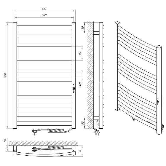 Електрична сушарка для рушників Laris Гранд П10 500Х900 Е правое під'єднання. Київ