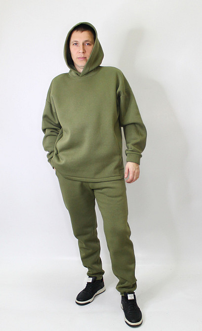 Мужской спортивный теплый костюм на флисе Хаки 46 Харьков - изображение 1