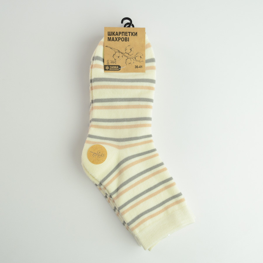 Теплі шкарпетки жіночі класичні у смужку GM Textile Високі 36-41 Бежевий Суми - фото 4
