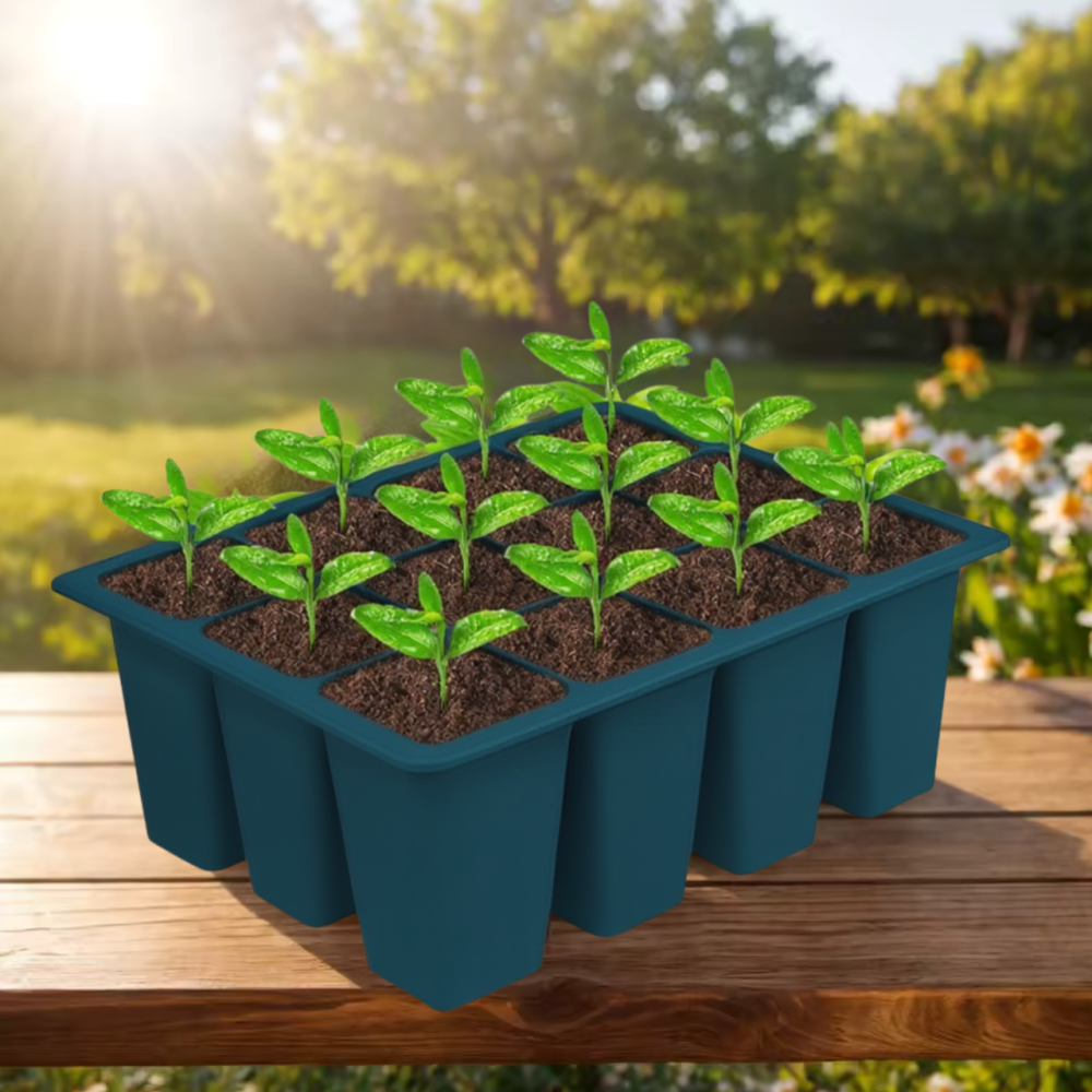 Касета для розсади лоток садовий на 12 комірок, силіконовий, багаторазовий для вирощування насіння, рослин, квітів, синій Кам'янець-Подільський - фото 3