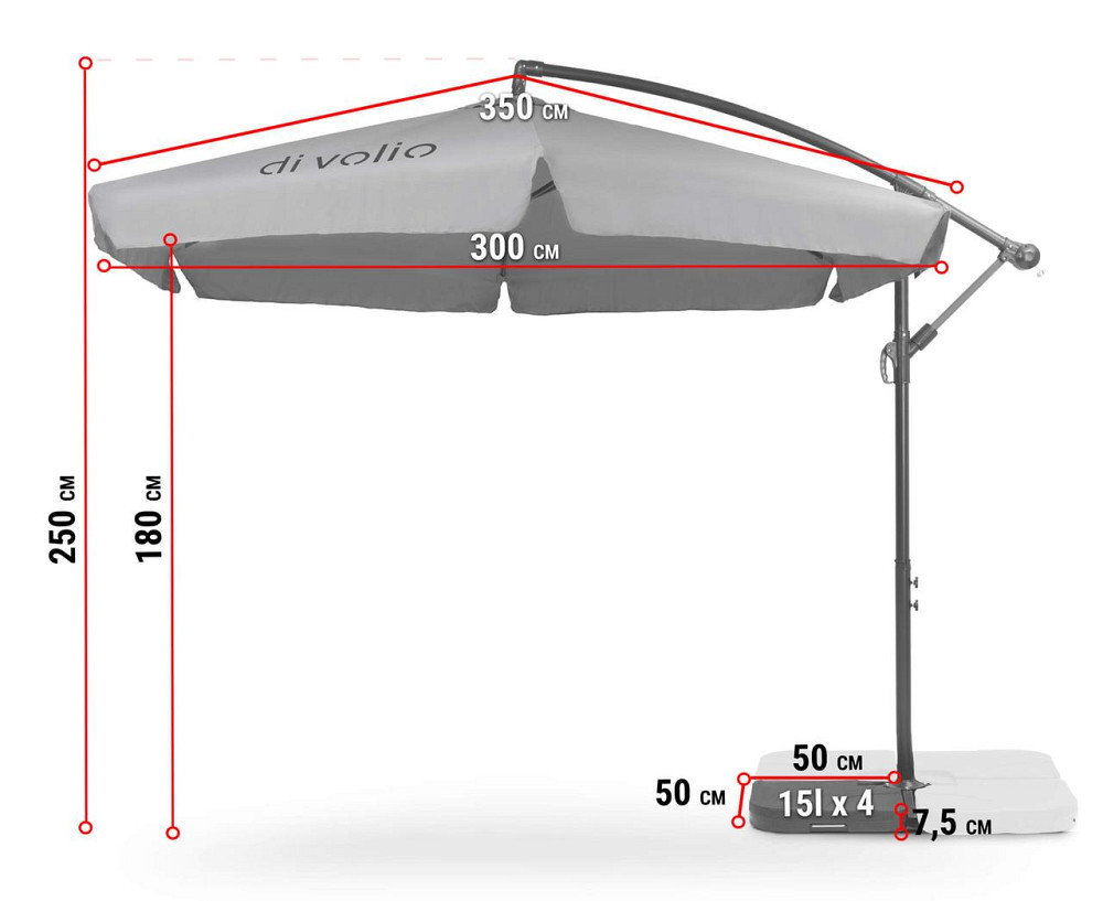Парасолька садова Di Volio EMPOLI 300см кремова+ Основа садової парасольки Киев - изображение 4