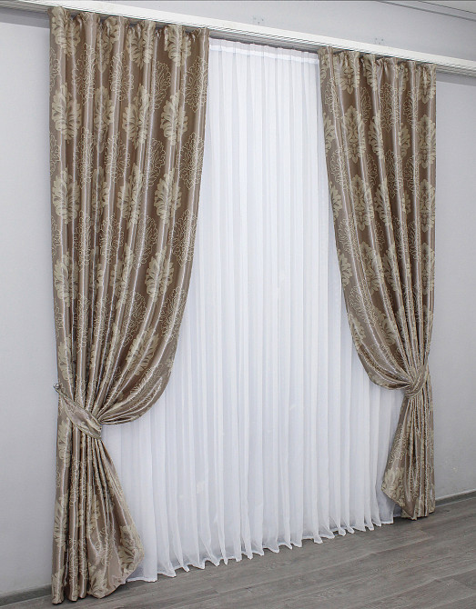 Комплект готових штор VR-Textil Блекаут-софт Корона № 1280ш(А) Карамельний з бежевим 100х270 см 2шт (31-589) Київ - фото 3