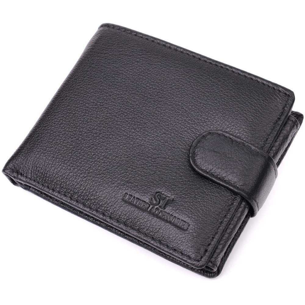 Шкіряний гаманець з блоком для документів чорний (ST Leather) Київ - фото 19
