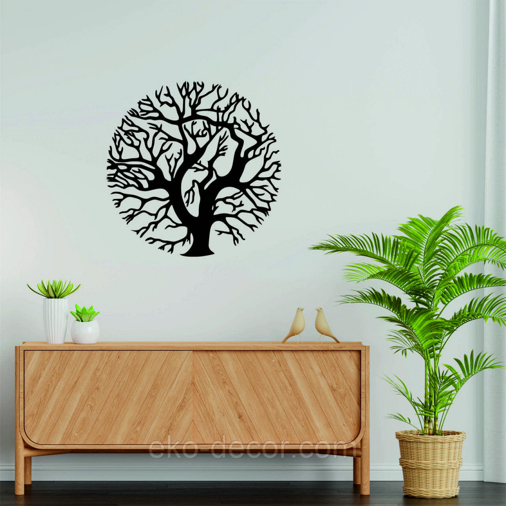 Декоративное настенное 3D Панно «Дерево в кругу» Декор на стену с объемом 90*90 см, Черный Киев - изображение 6