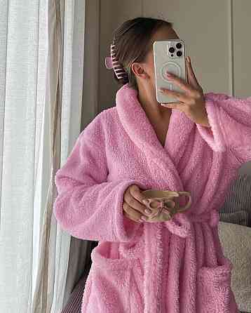 Жіночий затишний теплий халат «ЗЕФІРКА»  з поясом Махра Тедді Одеса