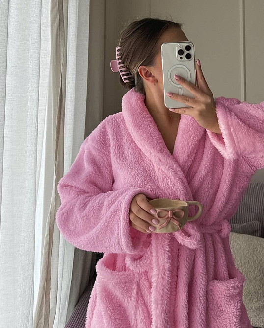 Женский уютный теплый халат «ЗЕФИРКА» с поясом Махра Тедди Одесса - изображение 4