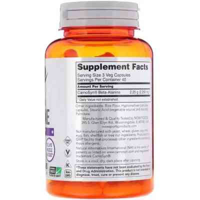 Амінокислота Now Foods Бета-Аланін, Beta-Alanine, 750 мг, 120 вегетаріанських капсул (NOW-02008) Вінниця