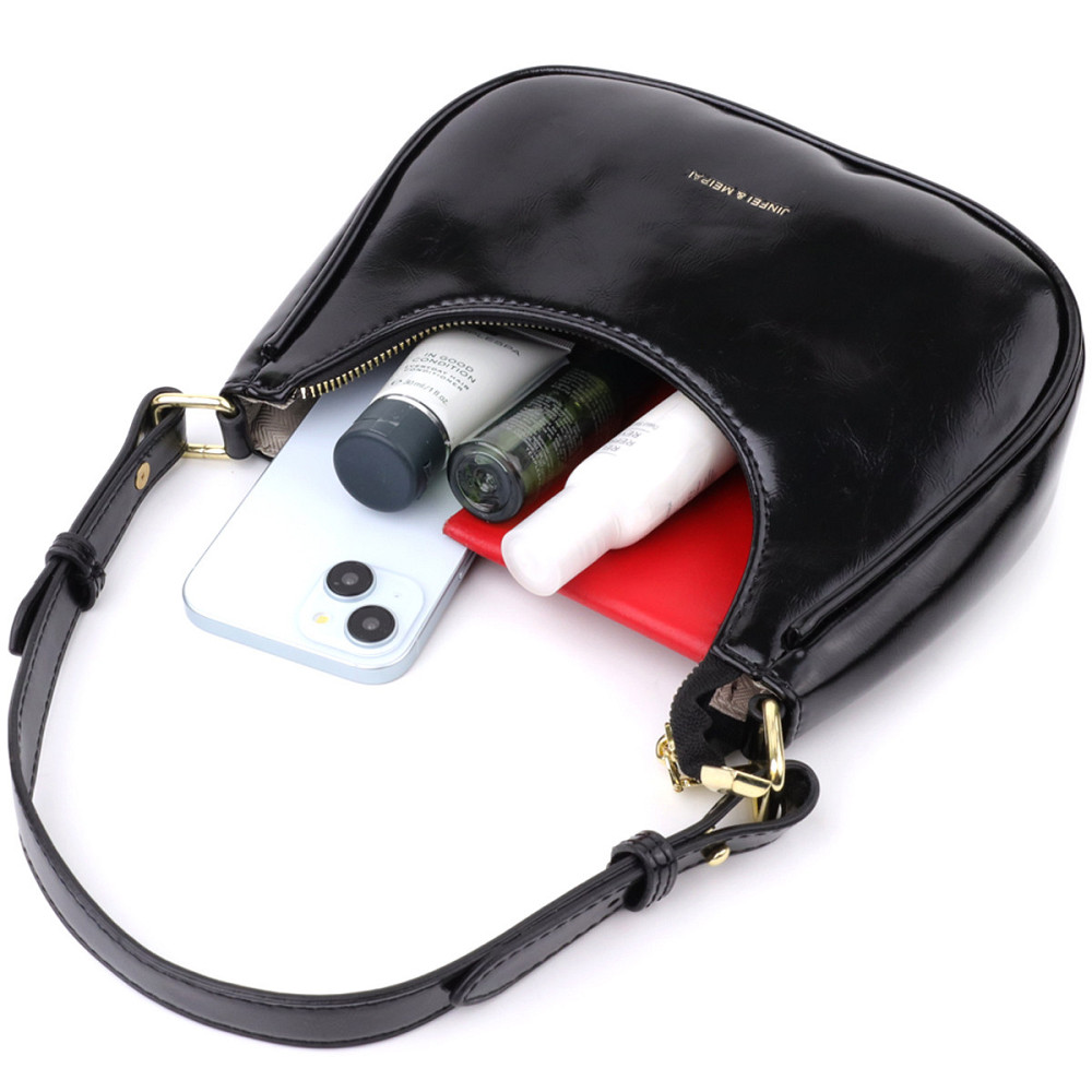 Лакова сумка на плече з екошкіри Vintage sale_15150 Чорний Київ - фото 6