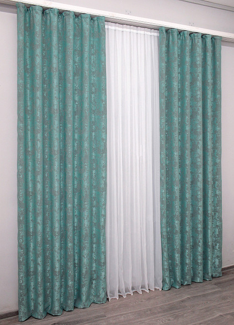 Комплект готовых штор VR-Textil Жаккард Sultan YL № 1292ш Бирюзовый 150х270 см 2 шт (33-0141) Киев - изображение 5