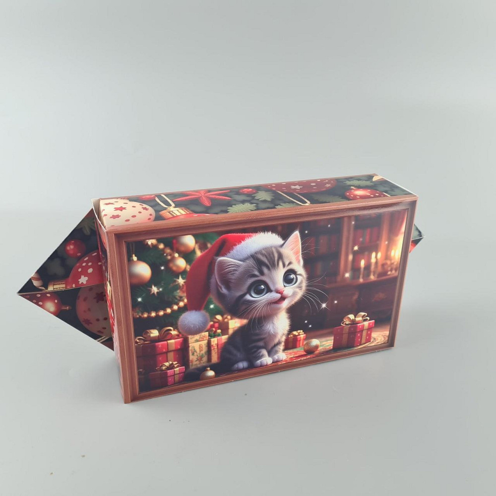 Новорічна подарункова картонна упаковка для цукерок (500 гм) No238 "Мишеня й кошеня" (1 шт.) Харків - фото 3