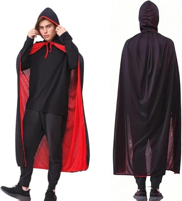 Плащ вампира Дракулы ведьмы накидка волшебника красной шапочки черный красный для Хэллоуина 140 см Киев - изображение 4