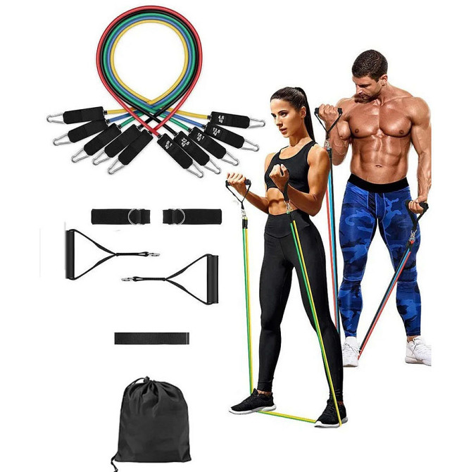 Эспандер петля упражнения exercise pipe, Набор эспандеров для фитнеса, Эспандеры трубчатые растяжение WK-27 Киев - изображение 9