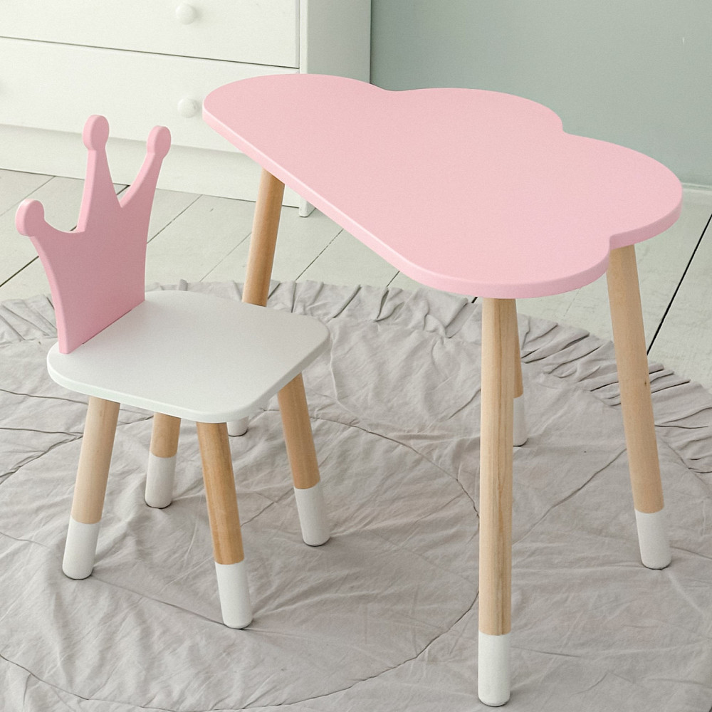 Функциональный детский комплект деревянный столик с ящиком и эргономичный стульчик Стол тучка и стул детский Киев - изображение 4