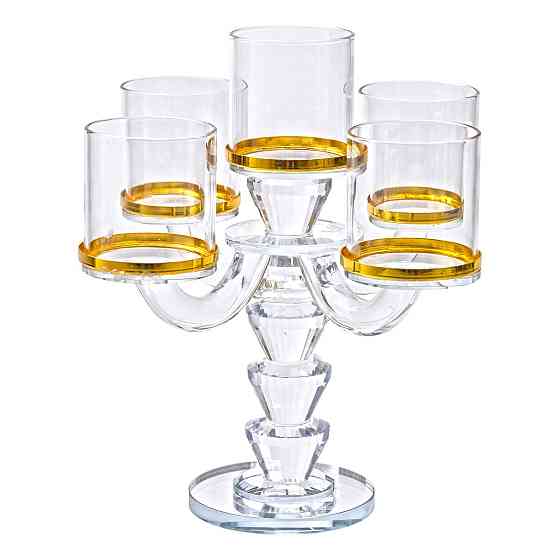 Yiwu Канделябр на 5 свічок 19×19×23 см підсвічник скляний декоративний із золотою окантовкою HP Коломия