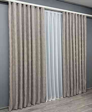 Комплект штор VR-Textil Льон Букле № 1884ш Тауп 150х290 см 2 шт (33-0912) Київ