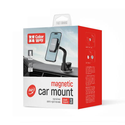 Универсальный автодержатель ColorWay Magnetic Dashboard-3 (360° rotation) Gray (CW-CHM17-GR) Винница - изображение 10