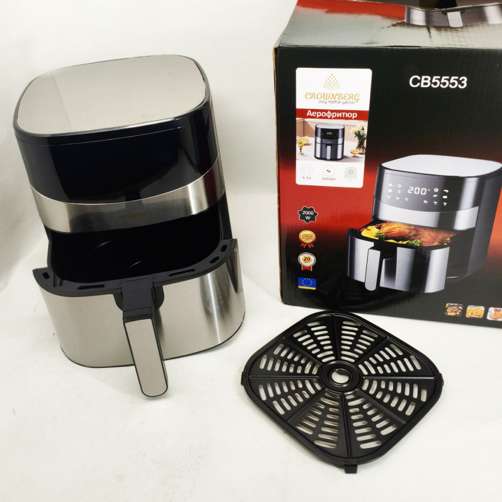 Фритюрница без масла и жира Crownberg CB-5553 6.5Л 1600Вт, Мульти фритюрница, Аэрогриль для мяса QY-70 Львов - изображение 11