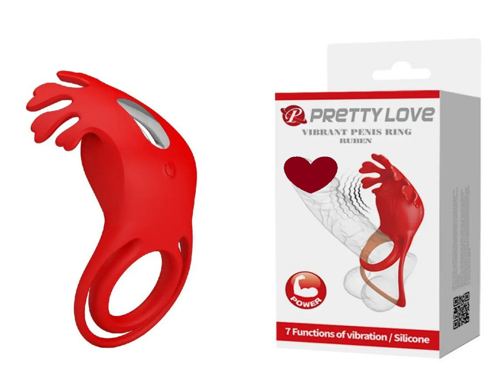 Кільце рекційне Pretty Love — Vibration Penis Ring Ruben Red Sex Aura Київ - фото 1