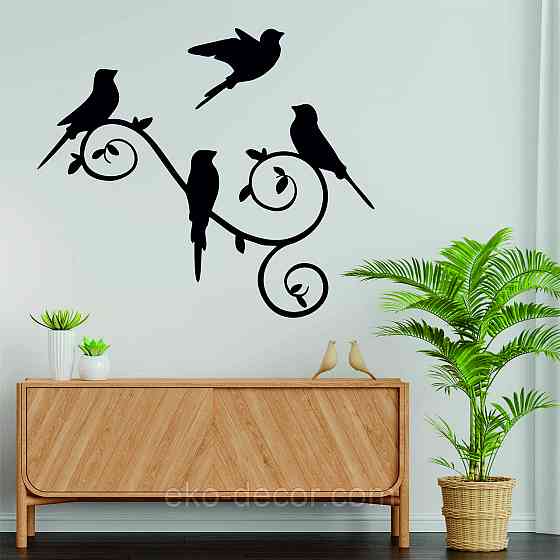 Декоративное настенное Панно «Птички», Декор на стену 90*66 см, Черный Киев