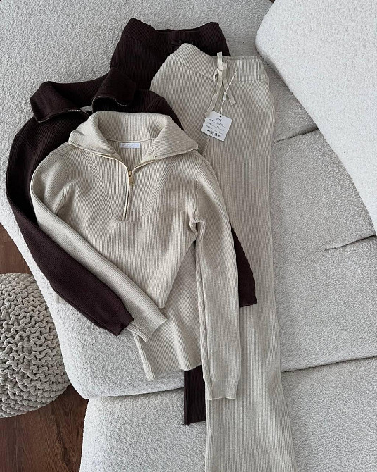 Жіночий теплий базовий костюм двійка з ангори в рубчик Одеса - фото 6
