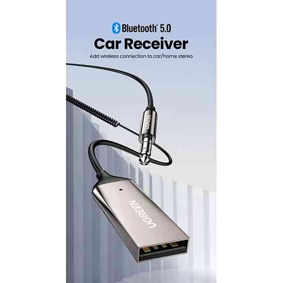 Bluetooth-ресивер UGREEN CM309 Bluetooth Car Receiver Aux with Mic (Space Gray)(UGR-70601) (UGR-70601) Киев