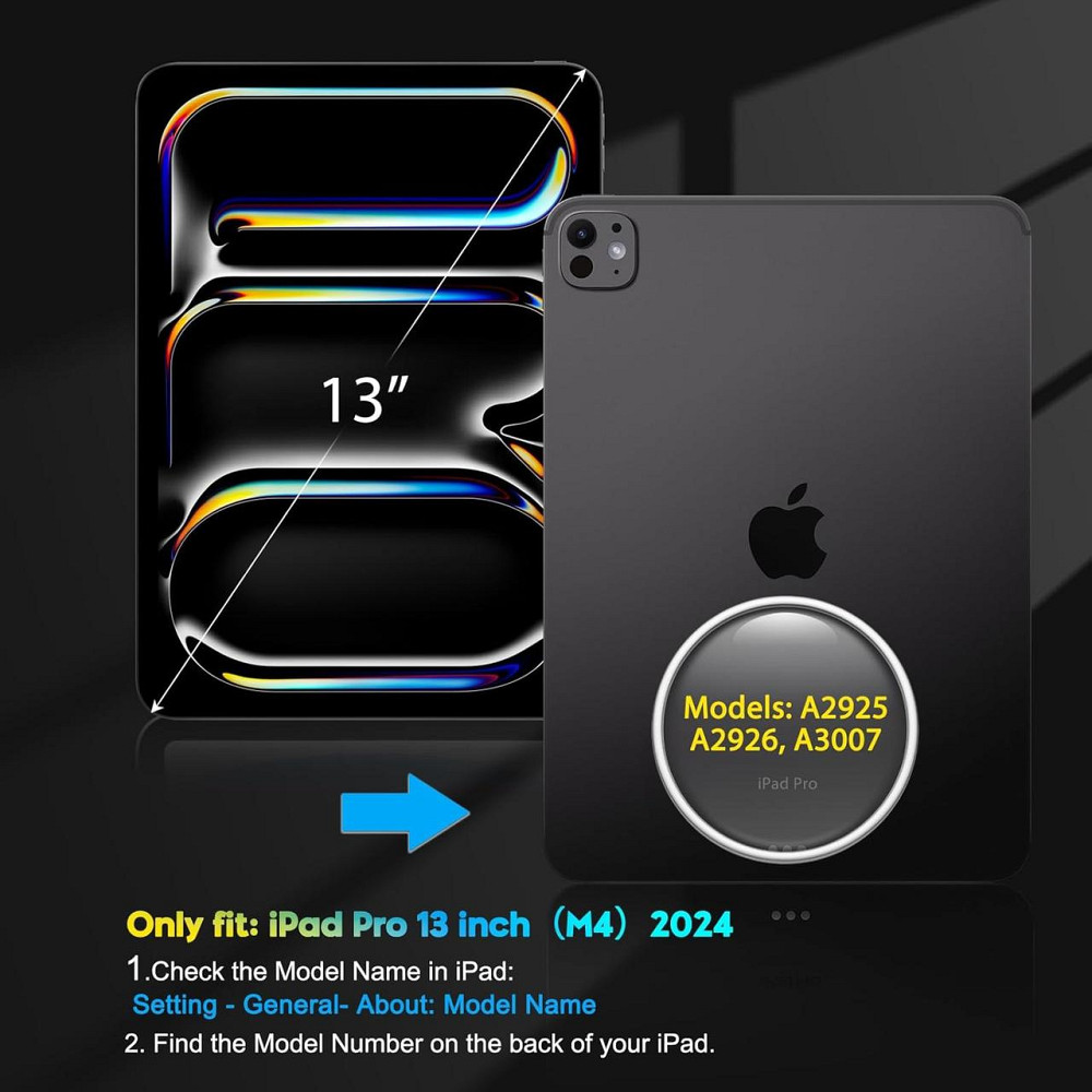 Клавіатура bluetooth для ipad pro 13 m4 2024 чохол з трекпадом підсвітка rgb usb c чорний uk layout кейс Київ - фото 3