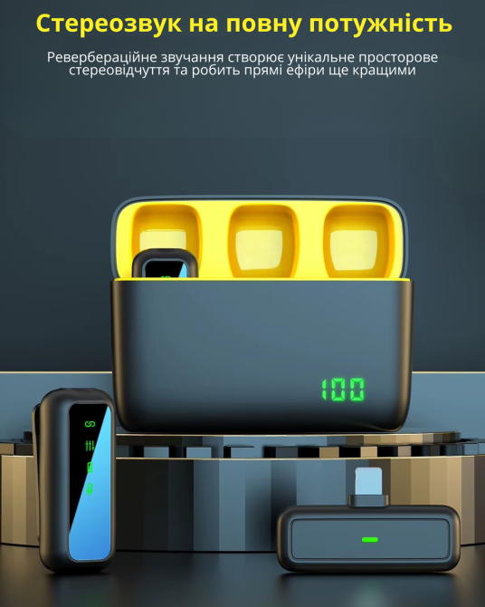 Микрофоны беспроводные петличные с шумоподавлением ONELEADER SX6 с зарядным кейсом с подключением Type-C для iPhone та Android Кам'янець-Подільський - фото 4