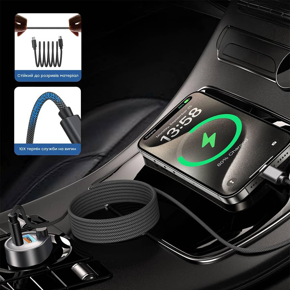 Кабель Choetech XCC-1052 Black USB-C to USB-C Magnetic PD3.1 240W 1.2m (43-00129) Киев - изображение 8