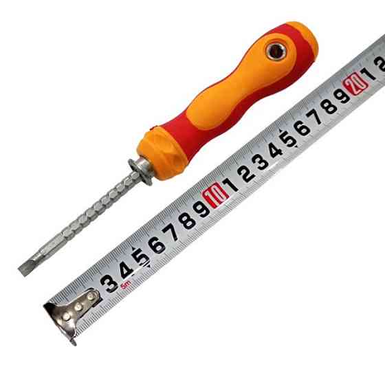 Отвёртка двусторонняя с фиксатором Оранжево-Жёлая, размер 21см Днепр