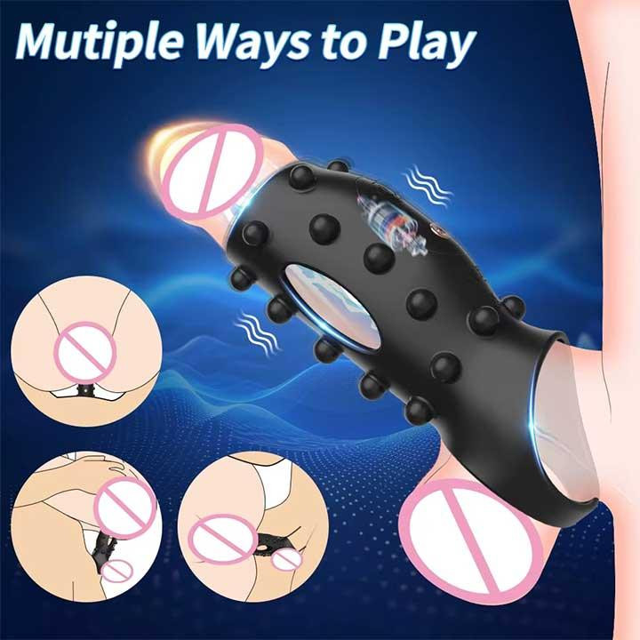 Насадка з вібрацією і шипами на пінис і мошонку Ultimate Couples Cage USB Вінниця - фото 2