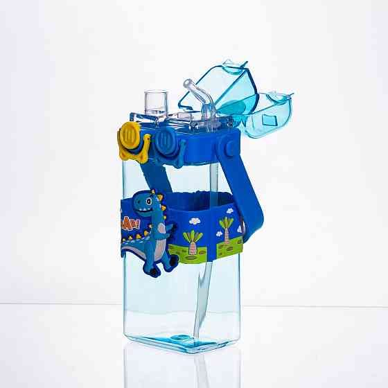 Детская бутылка для воды с трубочкой и ручкой, 550 мл, синий Киев