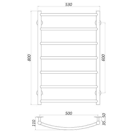 Рушникосушарка UNIO LD W 800-500-7 Драбинка Дуга вода Тернополь