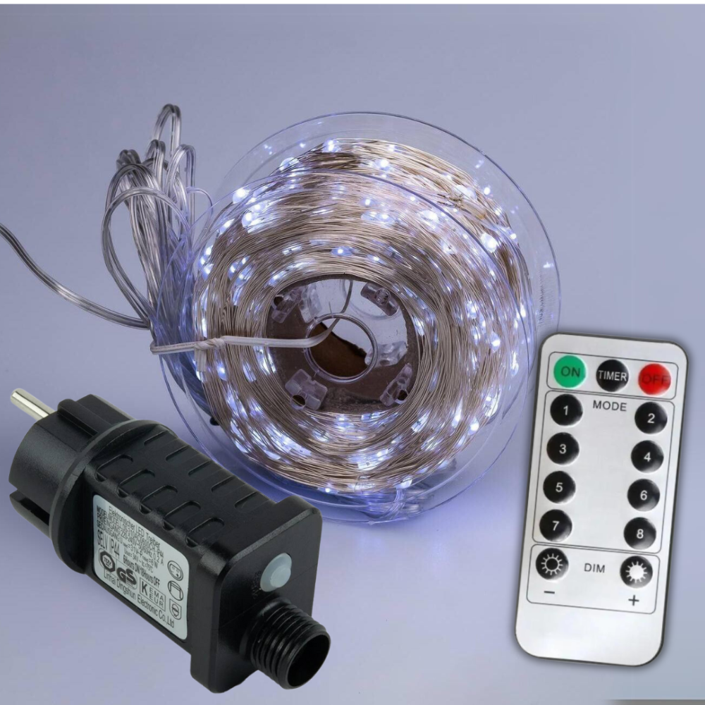 Гирлянда роса 50 метров гирлянда капля росы с режимами 500 лед Niki Light гирлянда на пульте уличная гирлянда 220в белая Киев - изображение 1