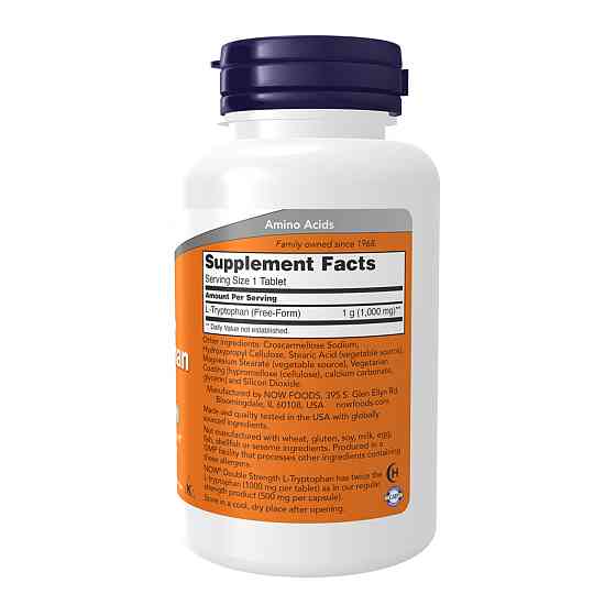 L-триптофан Now Foods L-Tryptophan Double Strength 1000mg - 60 tabs Луцьк