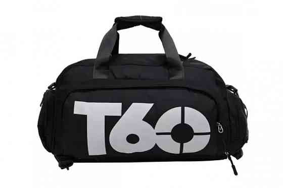 Спортивна сумка Т60 чорна 45л, спортивна сумка рюкзак, сумка трансформер чоловіча та жіноча Вінниця