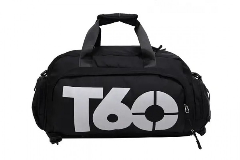 Спортивна сумка Т60 чорна 45л, спортивна сумка рюкзак, сумка трансформер чоловіча та жіноча Вінниця - фото 2