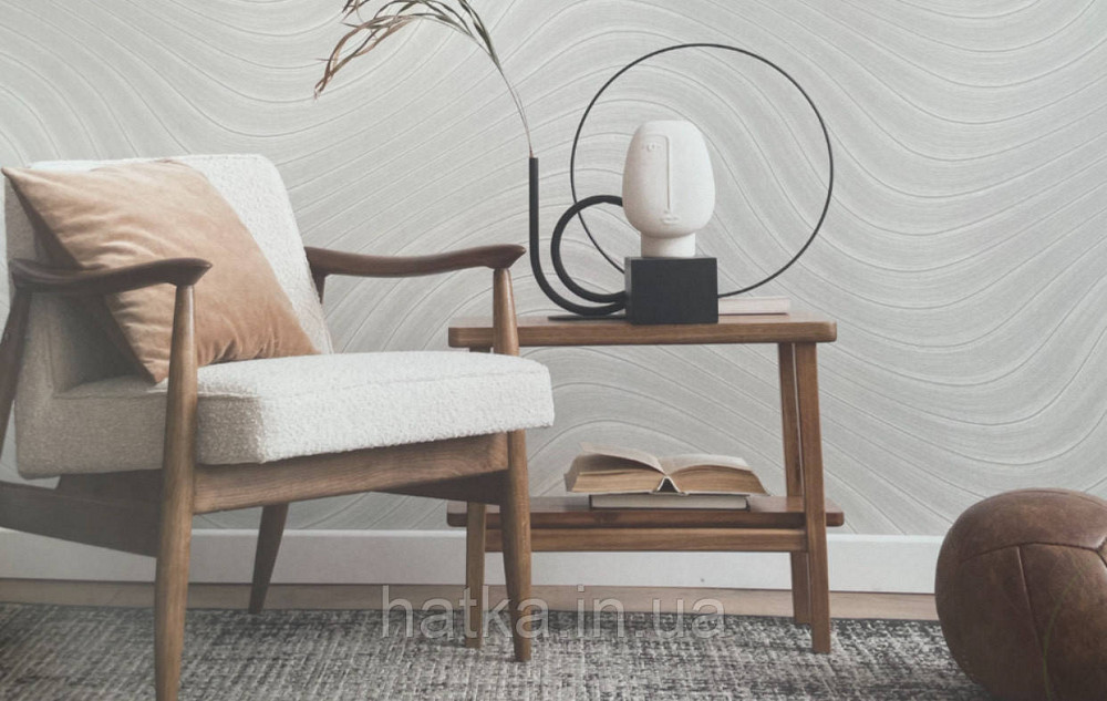 Шпалери вінілові на флізеліні AS creation Deluxe метрові абстракція хвилі смуги сірі 39995-5 Київ - фото 4