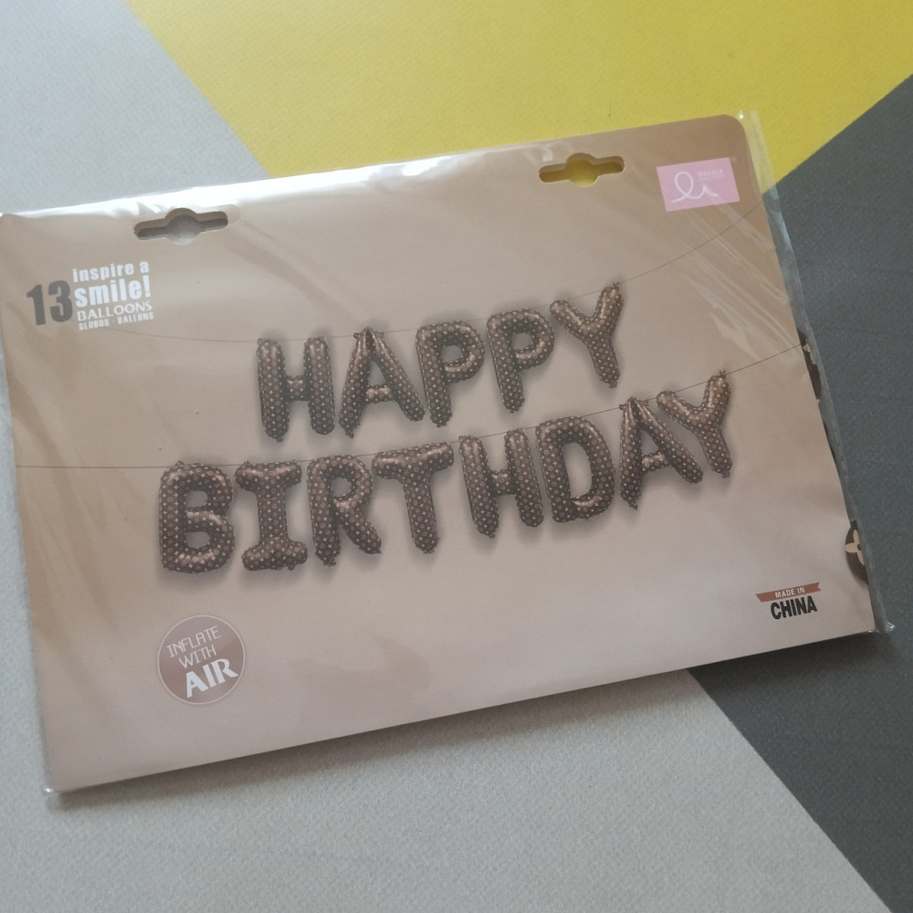 Фольговані надувні кулі букви гірлянда Happy Birthday принт LV шоколад Київ - фото 3