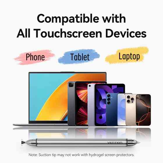 Стилус - ручка для ємнісних екранів 2-в-1 Stylus Pen Gray Aluminum Alloy Type Vention Винница