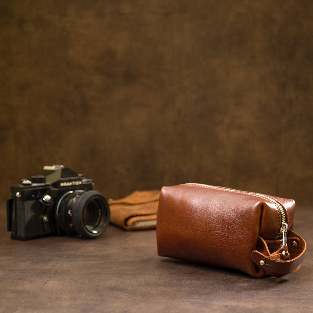 Мужская косметичка из натуральной кожи GRANDE PELLE 11414 Коричневый Киев - изображение 8