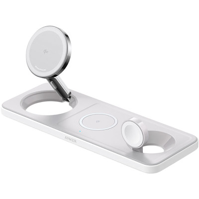 Зарядний пристрій Anker MagGo Wireless Charging Station 15W 3-in-1 Pad White (B25M1321) Вінниця - фото 1