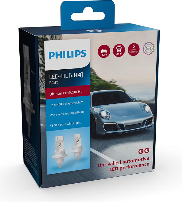 Комплект світлодіодних ламп PHILIPS H4 (P43t) 11342U92X2 LED Ultinon Pro9200 +400% 12/24V Харків - фото 4