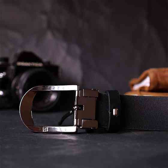 Практичний брючний пояс для чоловіків з натуральної шкіри Чорний (GRANDE PELLE) Київ