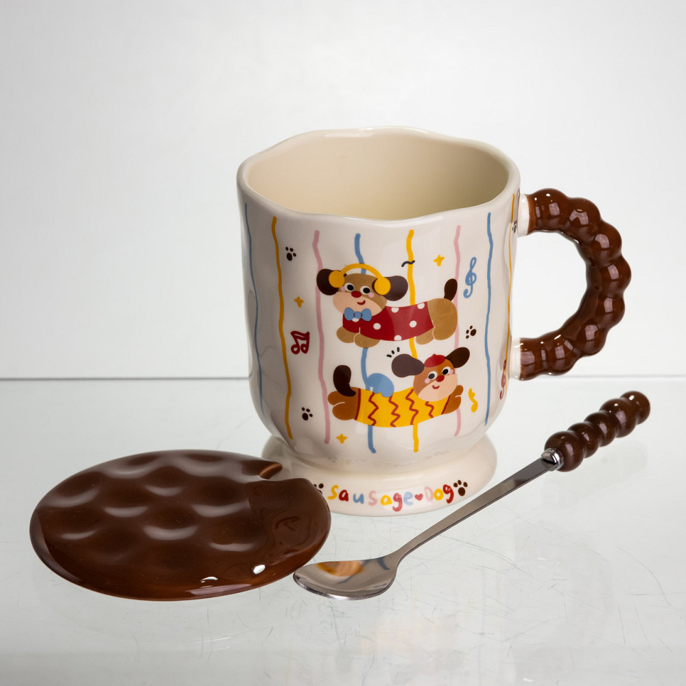 Чашка "Весела Такса" з кришкою та ложкою 400 мл Київ - фото 2