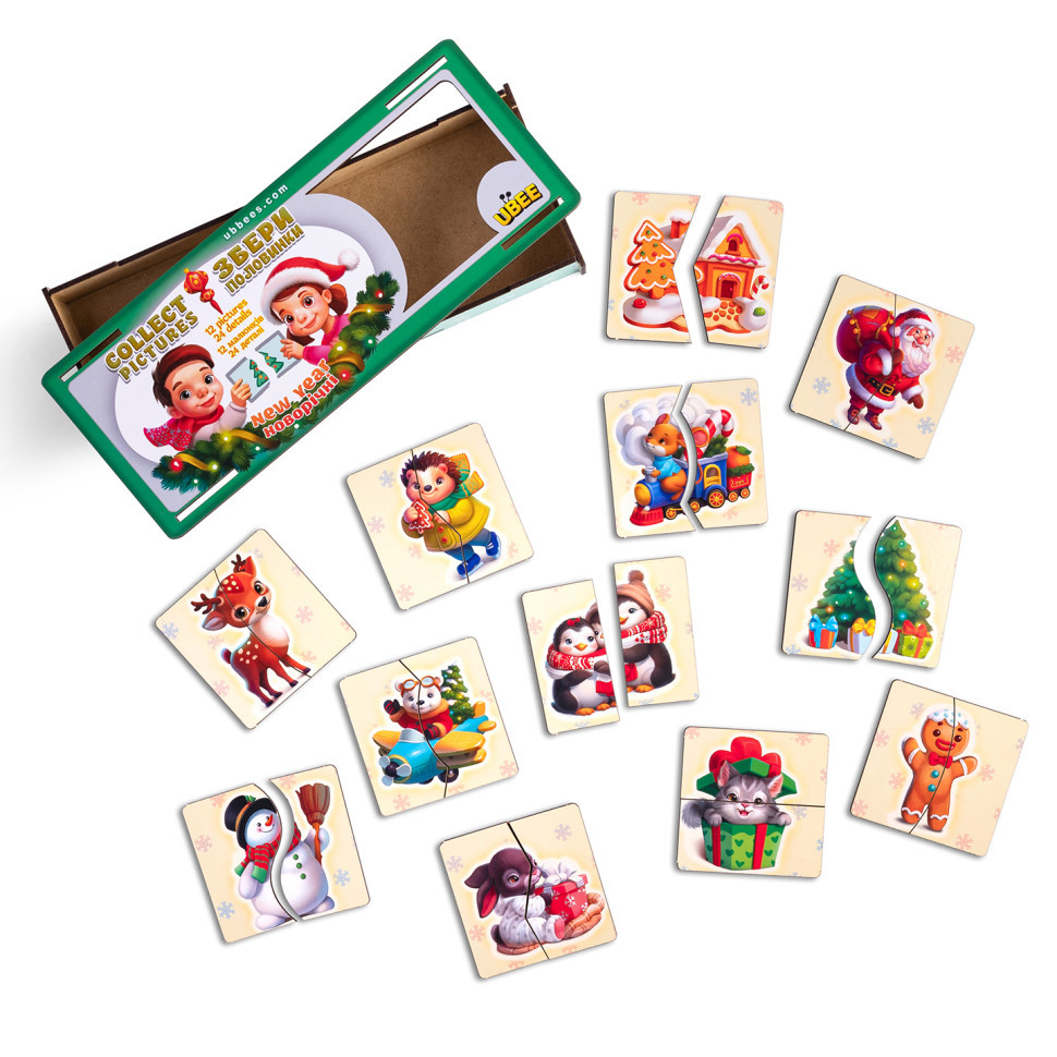 Настільна гра-пазли "Новорічні половинки" (ПСД238) PSD238, 12 картинок Вінниця - фото 2