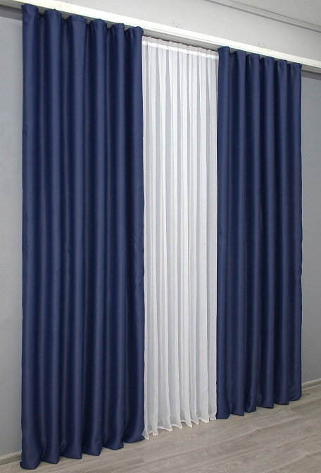 Комплект готових штор VR-Textil Блекаут Fusion Dimout № 831ш Синій 100х270 см 2 шт (31-221) Київ - фото 5