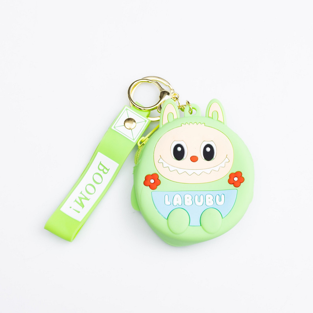 Дитячий гаманець-брелок Лабубу 7,5×7×2,5 (см з ремінцем і карабіном Зелений HP-55-15GR Київ - фото 1