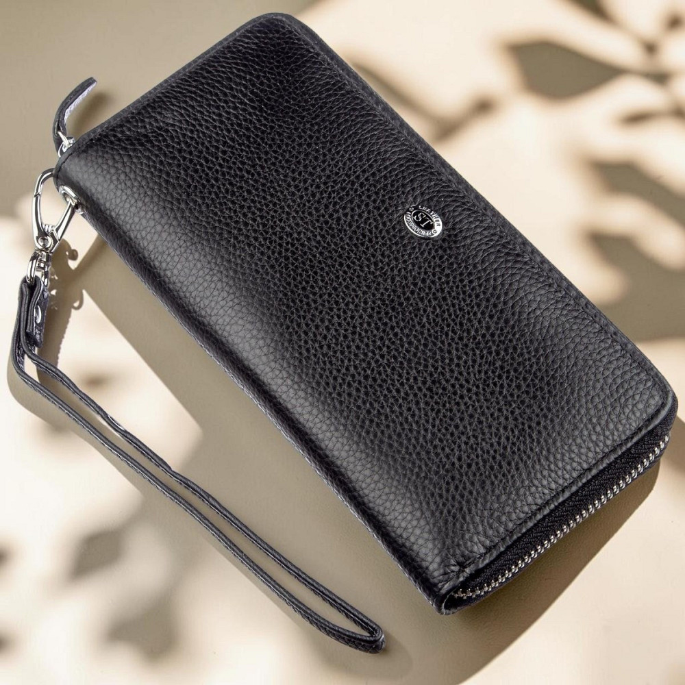 Жіночий шкіряний клатч на блискавці чорний (ST Leather) Київ - фото 7